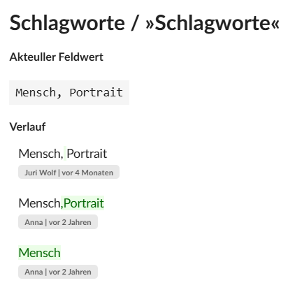 Änderungen eines Feldes