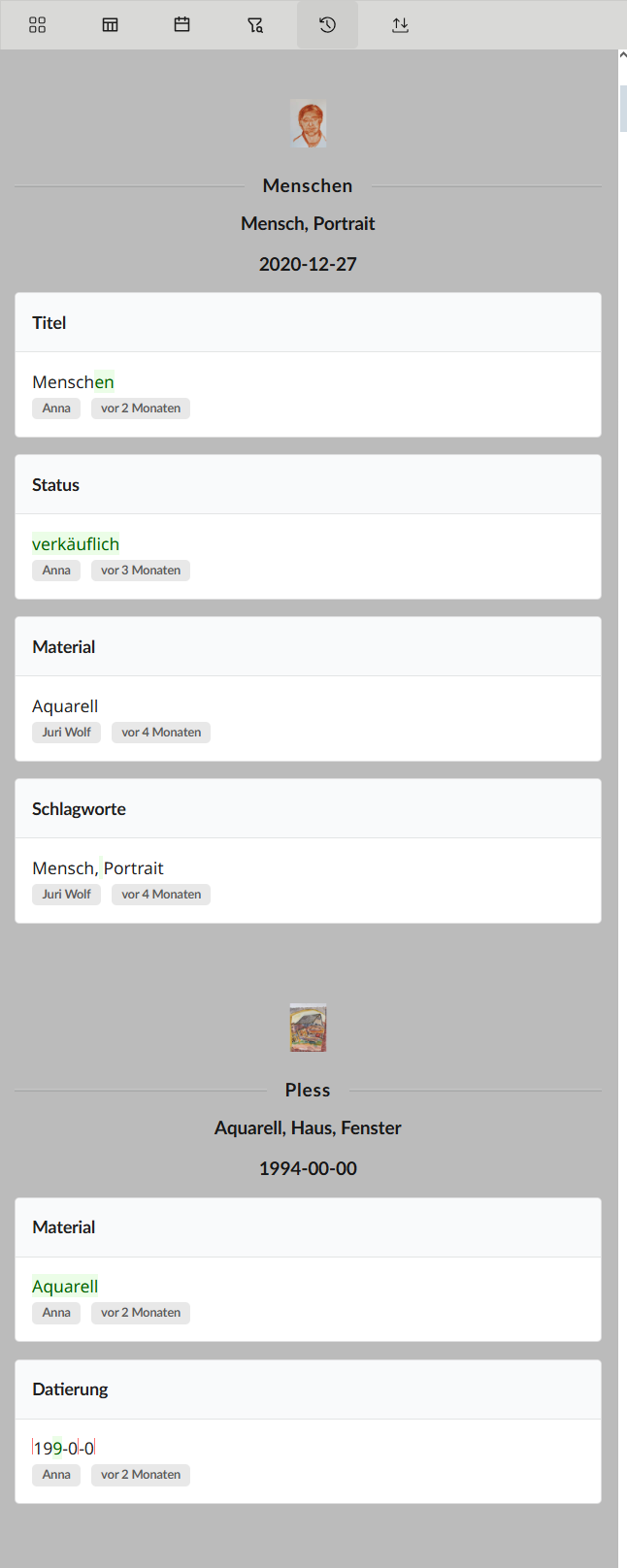 Projektbearbeitungsverlauf