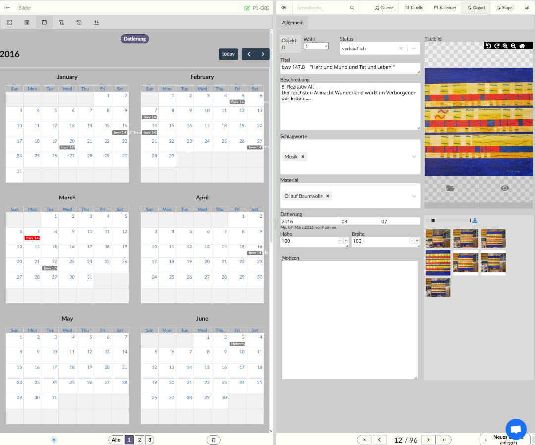 Kalender- & Objektansicht