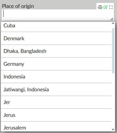Textfeld mit Vorschlägen