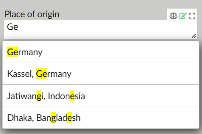 Textfeld mit Vorschlägen